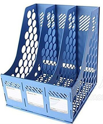 Flipco 3 Compartments PLASTIC Office Desk Table Top Book Shelf Organizer Magazine Paper Document Folder Tray(Multicolor)