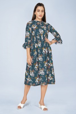 Mirrow Trade Women Gathered Dark Blue Dress