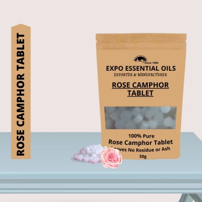 Expo Organics Pure Rose Camphor Tablet | Kapoor | Air Freshener & Mosquito Repellent - 50g