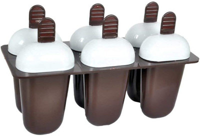 TINSUHG Ice Candy Maker Tray Plastic Reusable Popsicle Molds Ice Pop Kulfi Maker Mould Brown Plastic Ice Cube Tray(Pack of1)