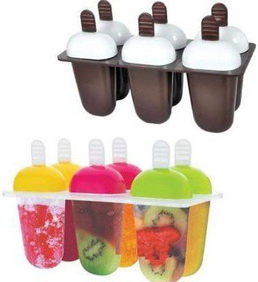 SmartCam Ice Pop Makers Kulfi Maker Popsicle Kids Ice Cream Holder Plastic Ice Cube 2pc Multicolor Plastic Ice Cube Tray(Pack of2)