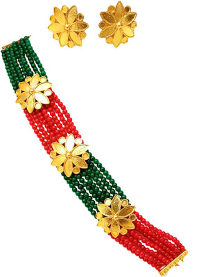 balaji gold Copper Gold-plated Red, Green Jewellery Set(Pack of 1)