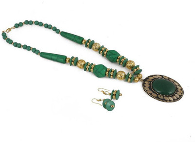 Cosmossystems Alloy Sterling Silver Green Jewellery Set(Pack of 1)