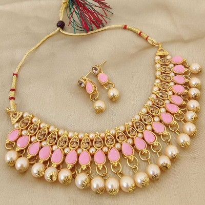 CATALYST Crystal Gold-plated Pink Jewellery Set(Pack of 1)