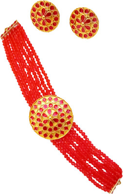 balaji gold Copper Gold-plated Red Jewellery Set(Pack of 1)