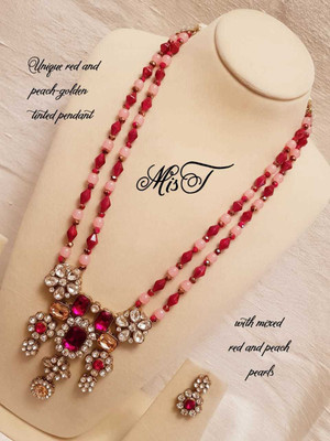 CATALYST Alloy Gold-plated Pink Jewellery Set(Pack of 1)