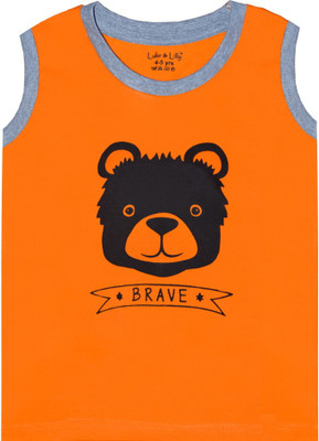 Luke and Lilly Baby Boys Printed Cotton Blend Regular T Shirt(Orange, Pack of 1)