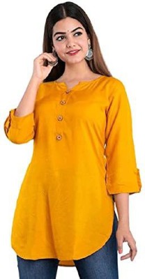 Muskan Garmentss Women Solid Straight Kurta(Yellow)