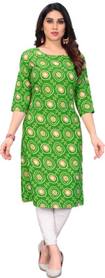 KILLARI Women Printed Straight Kurta(Green)