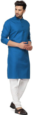 Vibhuti Men Solid Straight Kurta(Dark Blue)