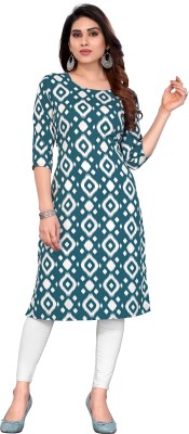 KILLARI Women Printed Straight Kurta(Blue)