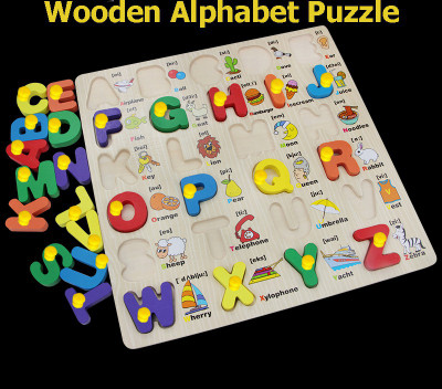 SHALAFI Alphabet AtoZ Learning Letter puzzle Board Game with Pictures For Play&Fun Toy(Beige, Multicolor)