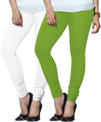 Lyra Churidar  Ethnic Wear Legging(White, Green, Solid)