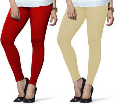 Lyra Ankle Length  Ethnic Wear Legging(Red, Beige, Solid)