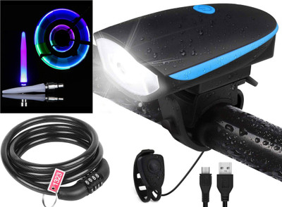 NSV Combo Cycle Light Tyre Light Number Lock LED Front Light(Black)