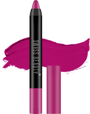 SWISS BEAUTY Non Transfer Matte Crayon Lipstick | Waterproof & Smudgeproof| -((Fuchsia Pink, 3.5gm), 3.5 g)