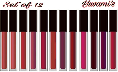 Yuvami's Set of 12 Long Lasting Liquid Lipsticks Matte Finish (Multicolor)(Multicolor, 60 ml)