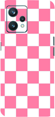 Mclaxa Pink&White Checkers Mobile Back Skin, Pink&White Checkers, Realme 9 Pro Plus Mobile Skin(Pink&White Checkers Skin With Super Matte Finish)