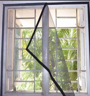 Ourlucky Fibre Adults Washable Window Mosquitoe Mesh with stitched loop and adhesive hook 3x5 ft black Mosquito Net(Black, Tent)