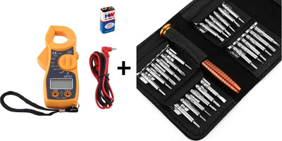 SG Flash Digital Clamp Multimeter Pocket Digital Multi Tester with Tool Kit Digital Multimeter(Multicolor 2000 Counts)
