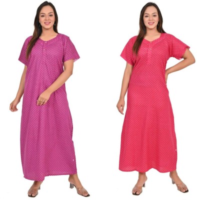 Sarthak creations Women Nighty Set(Pink, Purple)