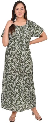 Sarthak Creation Women Nighty(Green)