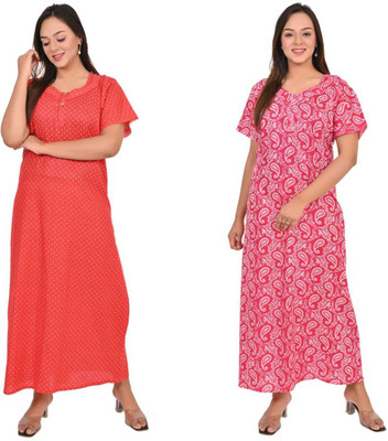 Sarthak creations Women Nighty(Orange, Pink)