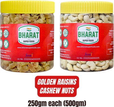 Bharat Super Foods Dry Fruits Combo Pack 500gm - Cashew Nuts & Golden Raisins Combo 250gm each Cashews, Raisins(2 x 250 g)