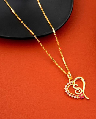 RADHE ENTERPRISE Excellent Finished S Letter Diamond Gold-plated Diamond Alloy Pendant Set