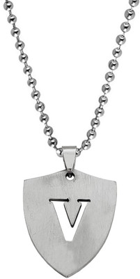 Shiv Jagdamba English Alphabet Letter Initial V Script Name Silver Charm Sterling Silver Stainless Steel Pendant