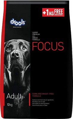 Drools Drools Focus Adult Super Dog Food, 12kg (+1 kg Free Inside) Chicken 10 kg Wet Adult Dog Food