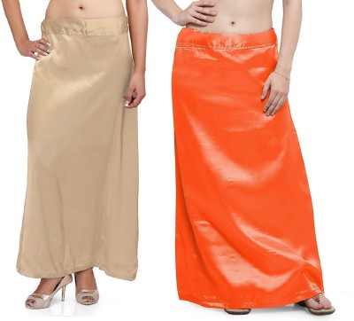 Guddan GD-1103-Beige-Orange Pure Satin Petticoat(Free)