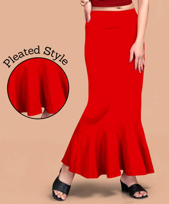 SCUBE DESIGNS Pleated Saree Shapewear Silhoutte Red (M) Lycra Blend Petticoat(M)