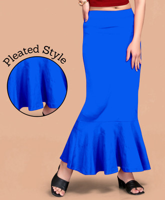 SCUBE DESIGNS Pleated Saree Shapewear Silhoutte Blue (S) Lycra Blend Petticoat(S)