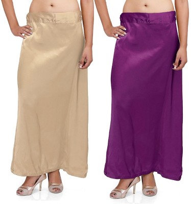 Guddan GD-1103-Beige-Wine Pure Satin Petticoat(Free)