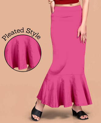 SCUBE DESIGNS Pleated Saree Shapewear Silhoutte Baby Pink (XXL) Lycra Blend Petticoat(XXL)