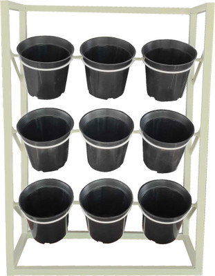 TrustBasket Lofty Vertical Stand with Pots Plant Container Set(Metal)