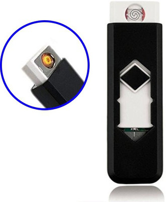 Zohlo Small Rechargeable USB Windproof Flameless Electronic Charging Lighter USB LIGHTER WINDPROOF RECHARGEABLE FLAMELESS LIGHTER Cigarette Lighter(Black)