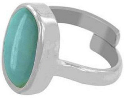 RATAN BAZAAR Turquoise / Firoza stone Ring Natural 6.25 carat stone Certified and Astrological Purpose for unisex Stone Turquoise Silver Plated Ring