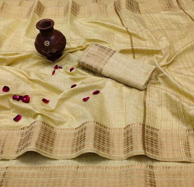 ZUUL Self Design Bollywood Cotton Silk Saree(Beige)