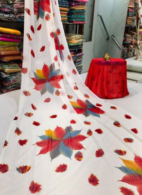 Sitanjali Printed Daily Wear Georgette Saree(Red)