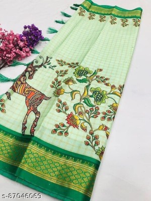 Dhami Digital Print Bollywood Cotton Silk Saree(Green)