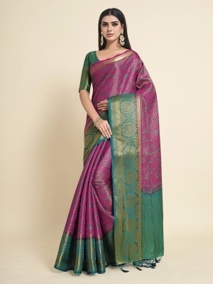 MIMOSA Woven Kanjivaram Art Silk Saree(Purple)