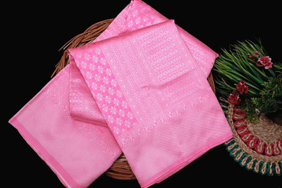 SOFIEFAB Woven, Solid/Plain Kanjivaram Pure Silk Saree(Pink)