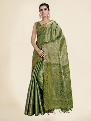 MIMOSA Woven Kanjivaram Art Silk Saree(Green)