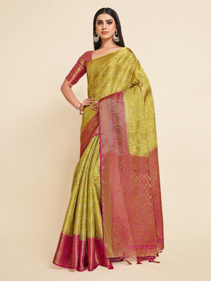 MIMOSA Woven Kanjivaram Art Silk Saree(Light Green)