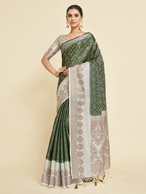 MIMOSA Woven Kanjivaram Art Silk Saree(Green)