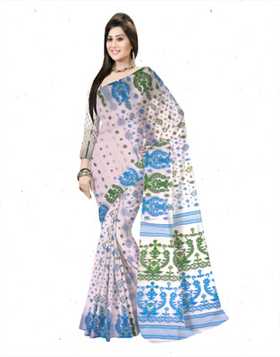 Pradip Fabrics Self Design Tant Cotton Silk Saree(Multicolor)