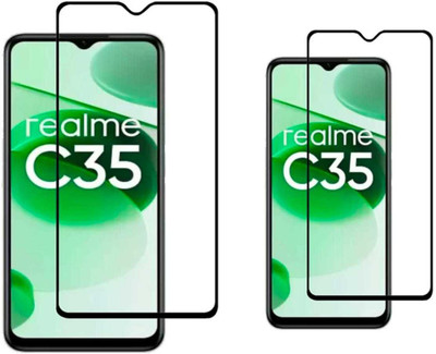 Nathaccessories Edge To Edge Tempered Glass for REALME C35 / REALME C20 / REALME C21 / REALME C12 / REALME C15 / REALME C25S(Pack of 2)