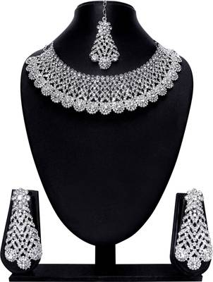 Rukma Alloy Rhodium Silver Jewellery Set